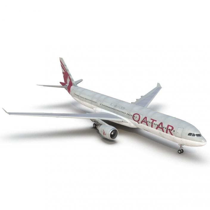 Jet Airliner Airbus A330-300 Qatar 3D model