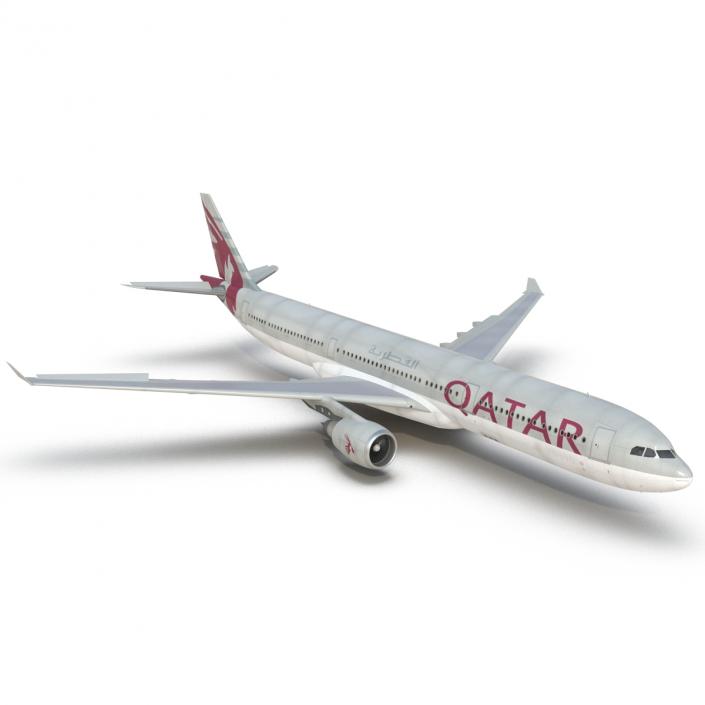 3D Jet Airliner Airbus A330-300 Qatar Rigged