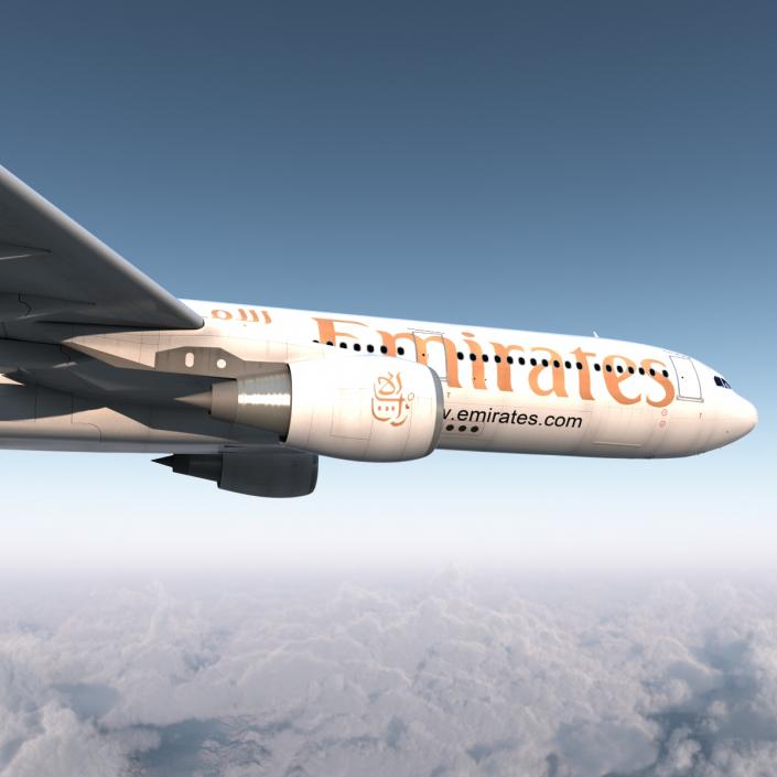 Jet Airliner Airbus A330-300 Emirates Rigged 3D model