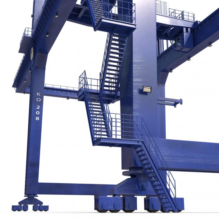 3D model Rail Mounted Gantry Container Crane Blue