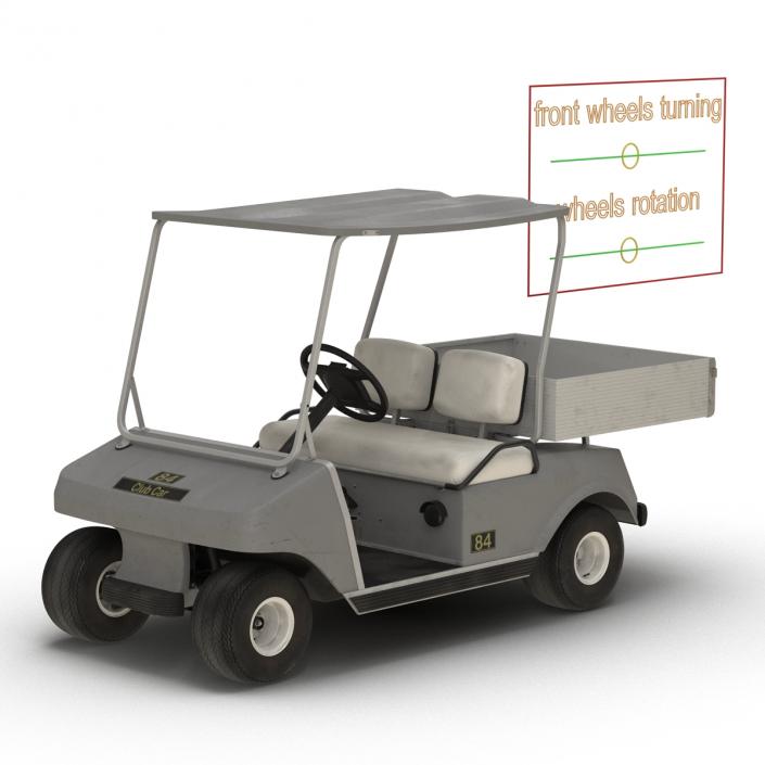 3D Golf Cart Gray Rigged