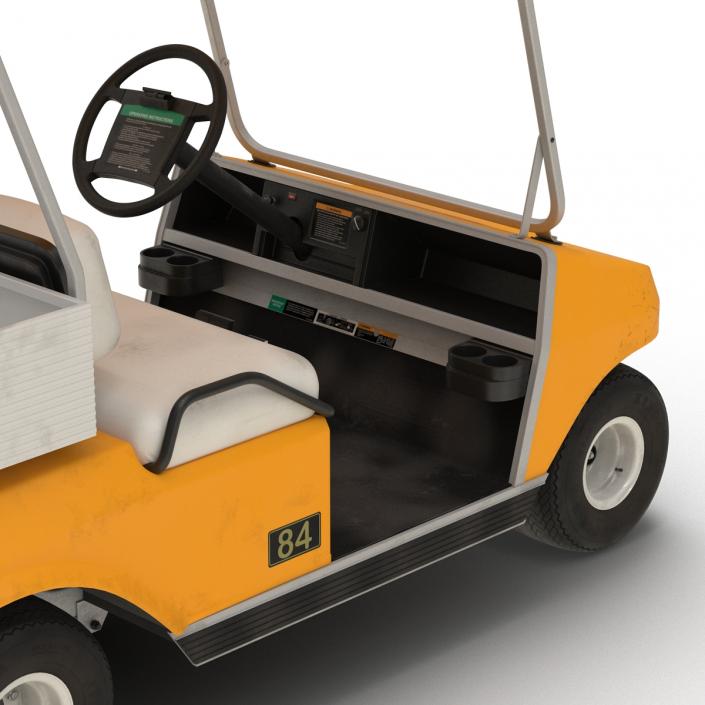 3D Golf Cart Orange Rigged model