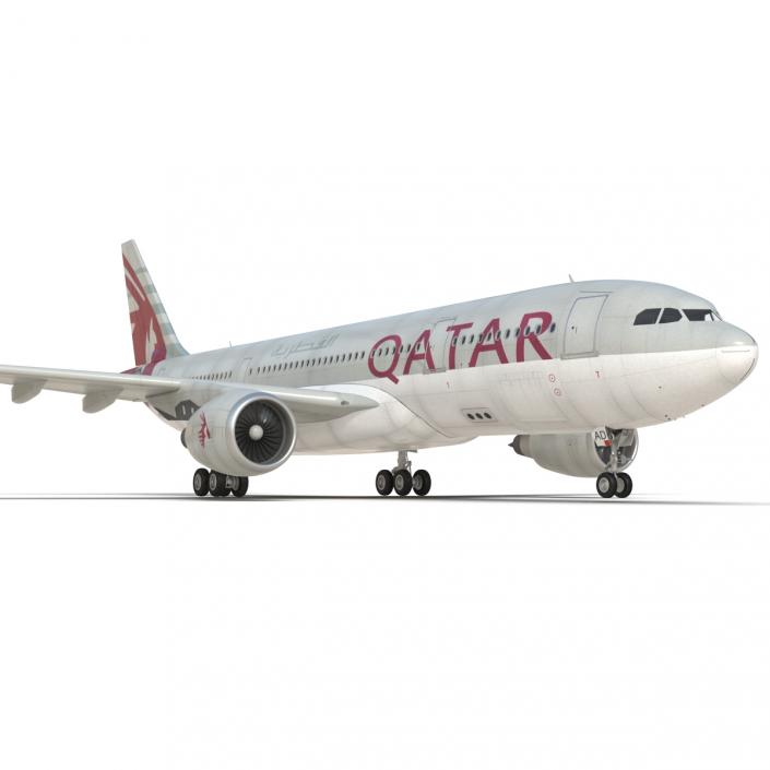 3D Jet Airliner Airbus A330-200 Qatar Rigged