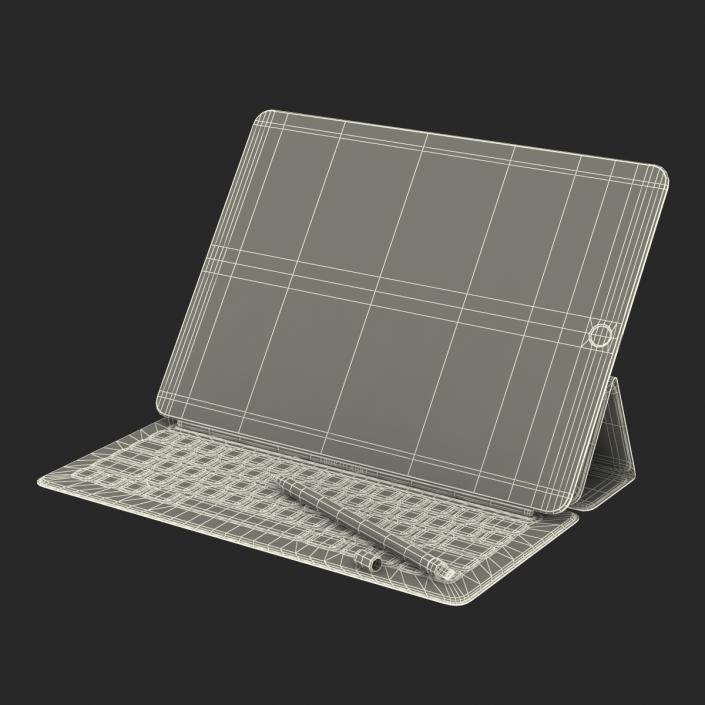 3D iPad Pro with Pencil and Smart Keyboard Rigged