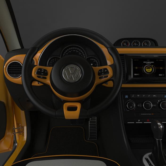 3D Volkswagen Beetle 2016 Yellow Rigged