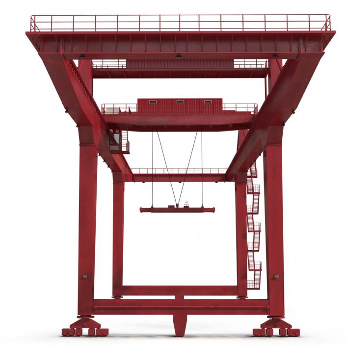 Rail Mounted Gantry Container Crane Red 3D model