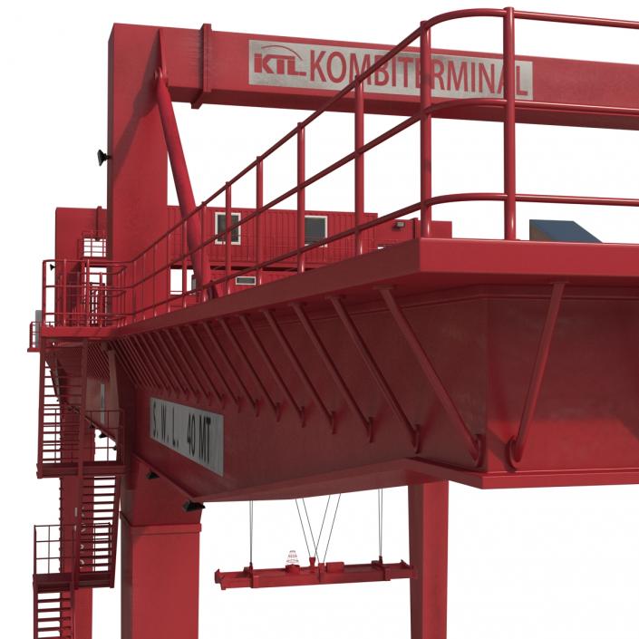 Rail Mounted Gantry Container Crane Red 3D model