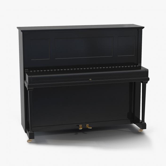 3D Upright Piano Black Rigged