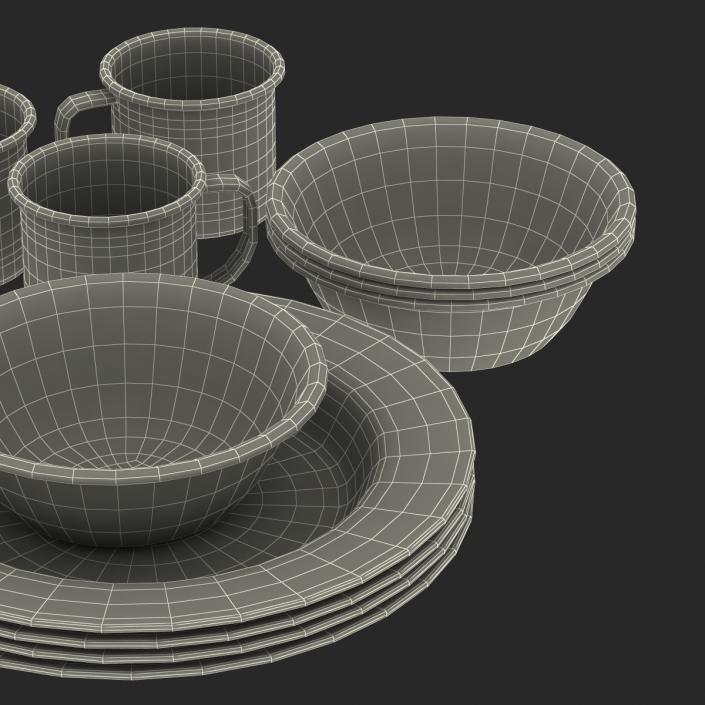3D Camping Dishes Set model