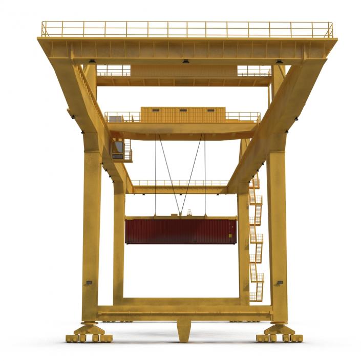 3D Rail Mounted Gantry Container Crane Yellow and 40 ft ISO Container