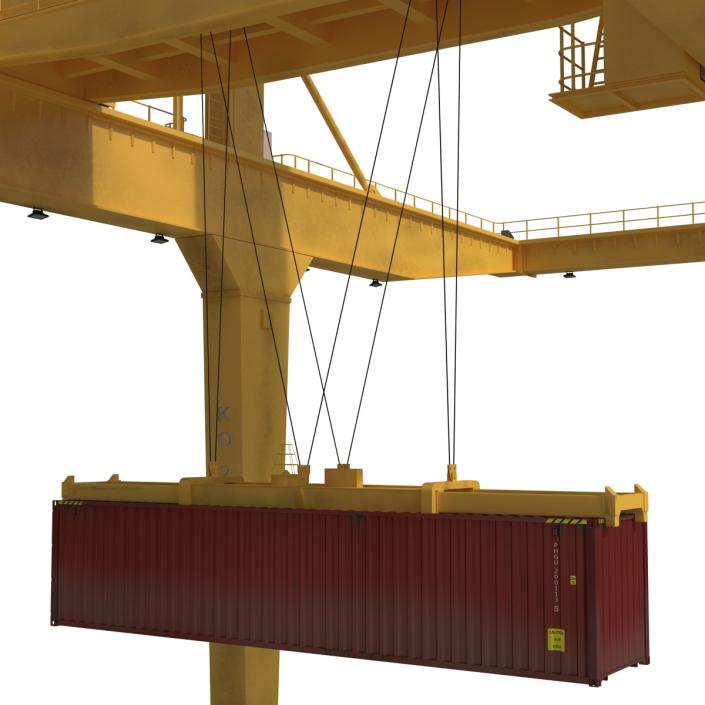 3D Rail Mounted Gantry Container Crane Yellow and 40 ft ISO Container