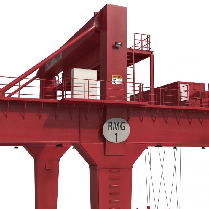 3D Rail Mounted Gantry Container Crane Red and 40 ft ISO Container model