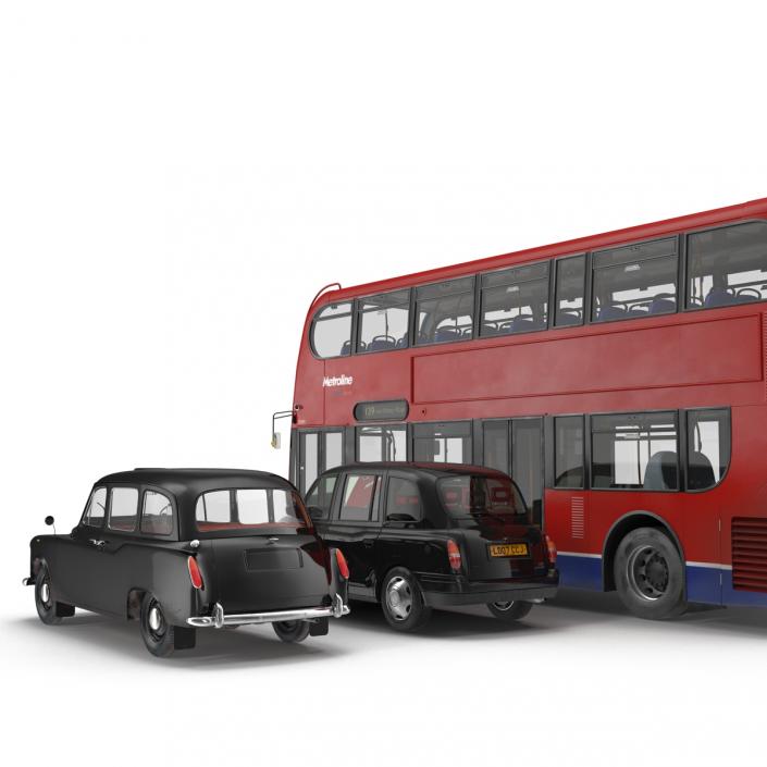 3D London Bus and Taxi Vehicle Set