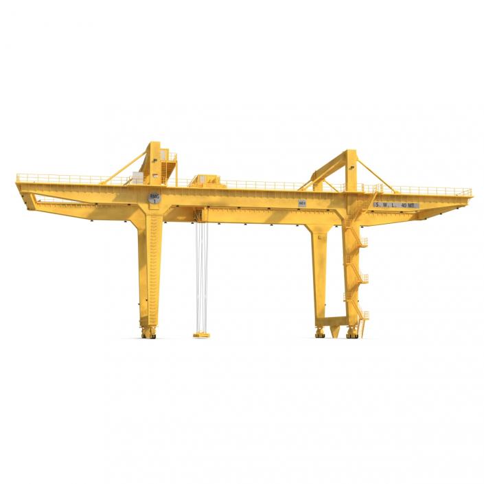 Rail Mounted Gantry Container Crane Rigged Yellow 3D model
