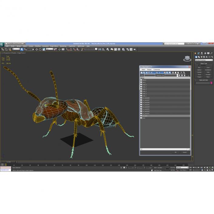 3D Red Ant with Fur Pose 2 model