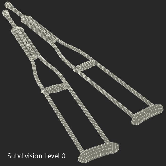 3D model Push Button Crutches