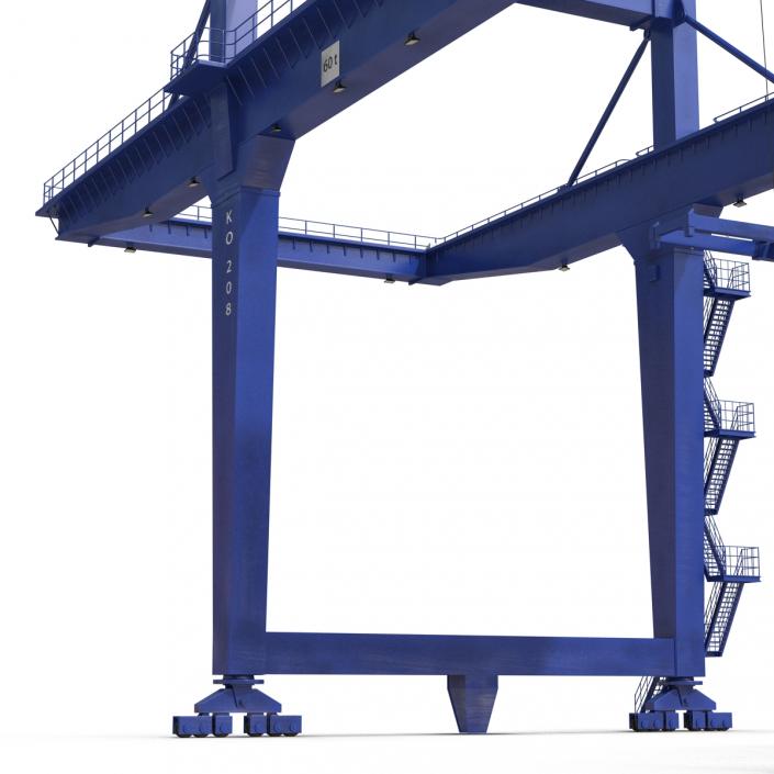 Rail Mounted Gantry Container Crane Rigged Blue 3D