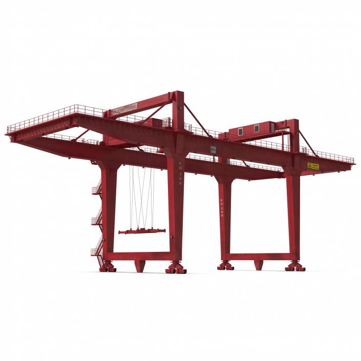 3D Rail Mounted Gantry Container Crane Rigged Red