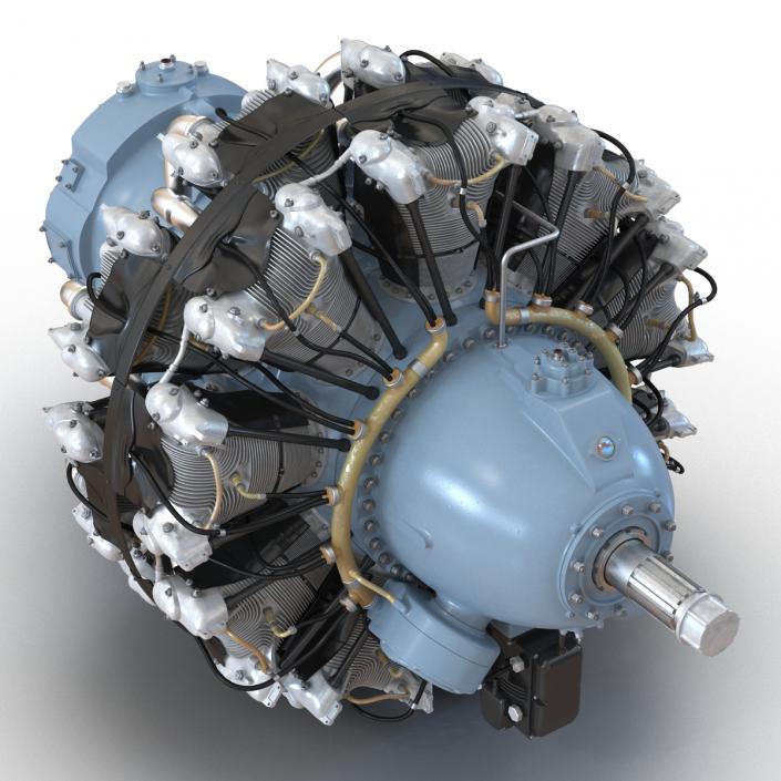 3D Radial Engine Pratt and Whitney R-2800 model