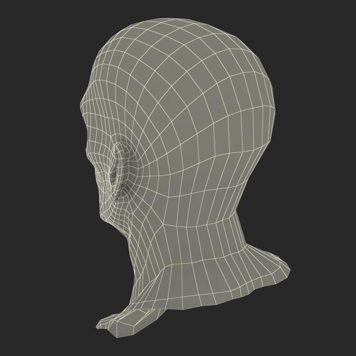3D model Zombie Head 3D Model with Hair