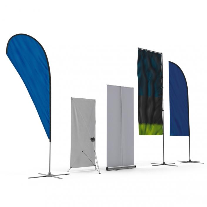 Billboards and Banner Stands Collection 3D model