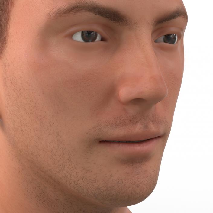 3D Male Head with Hair Rigged