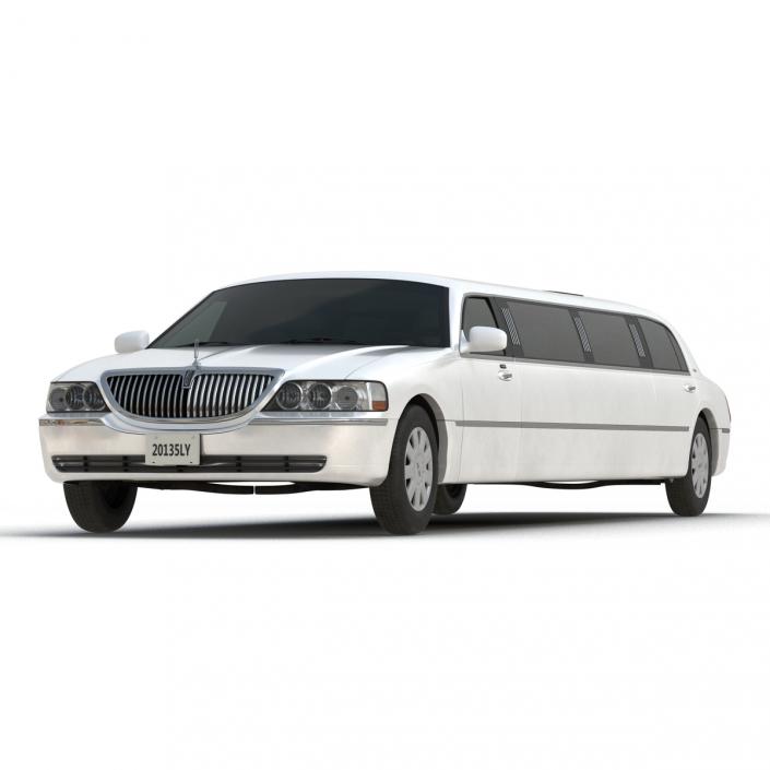 3D model Lincoln Stretch Car Limousine White