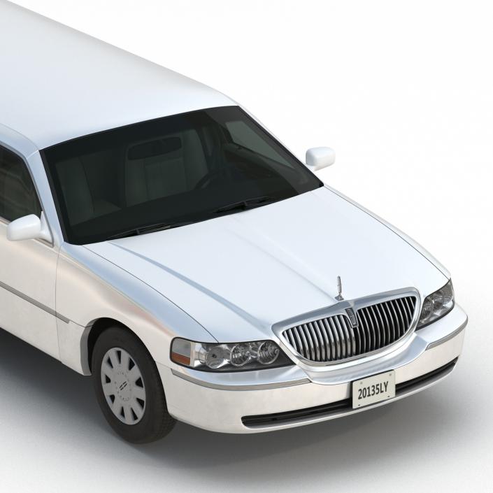 3D model Lincoln Stretch Car Limousine White