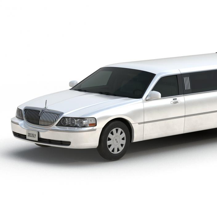3D Lincoln Stretch Car Limousine White Simple Interior