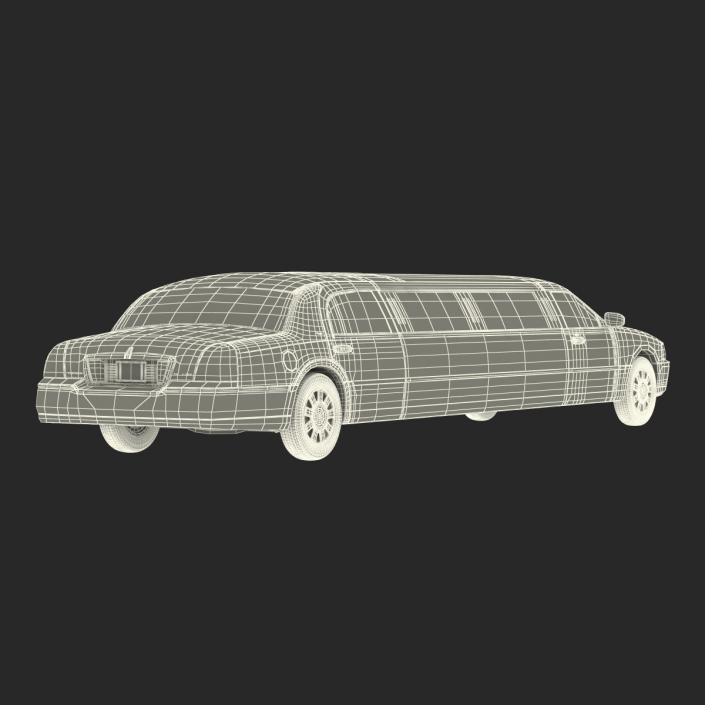 3D Lincoln Stretch Car Limousine White Simple Interior