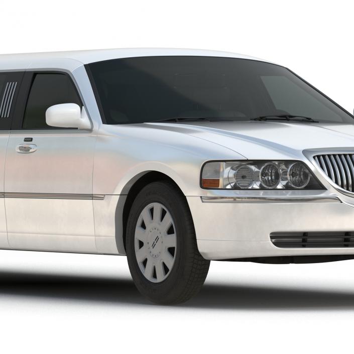 Lincoln Stretch Car Limousine White Rigged 3D