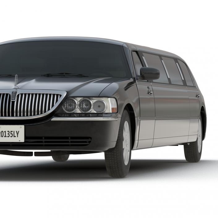 3D Lincoln Stretch Car Limousine Black Simple Interior