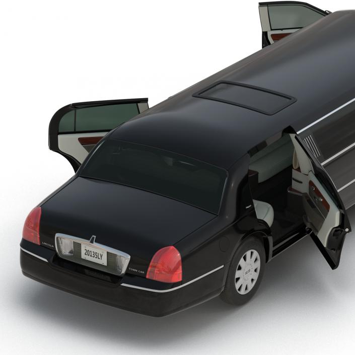 3D Lincoln Stretch Car Limousine Black Simple Interior
