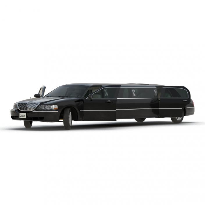 Lincoln Stretch Car Limousine Black Rigged 3D