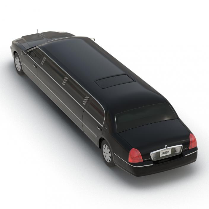 Lincoln Stretch Car Limousine Black Rigged 3D