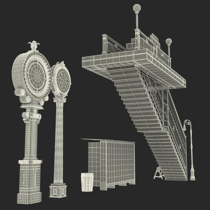 3D New York Street Elements Set model