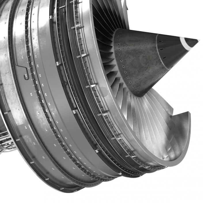 Turbofan Aircraft Engine Sectioned 3D model