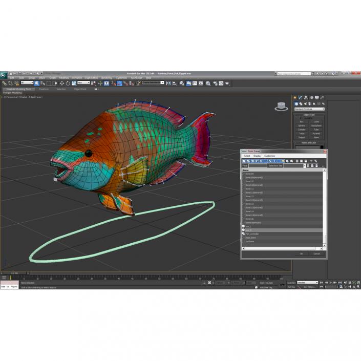3D Rainbow Parrot Fish Rigged