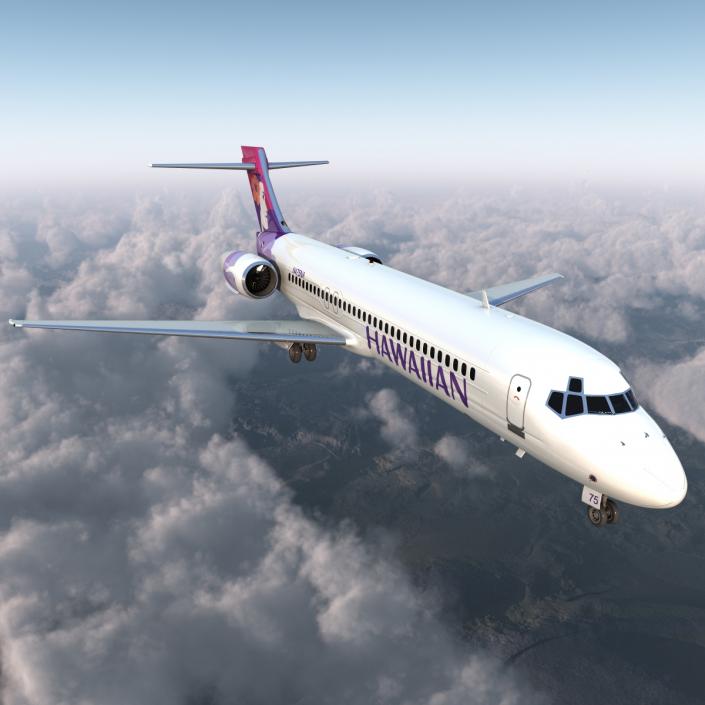 Boeing 717-200 Hawaiian Airlines Rigged 3D model