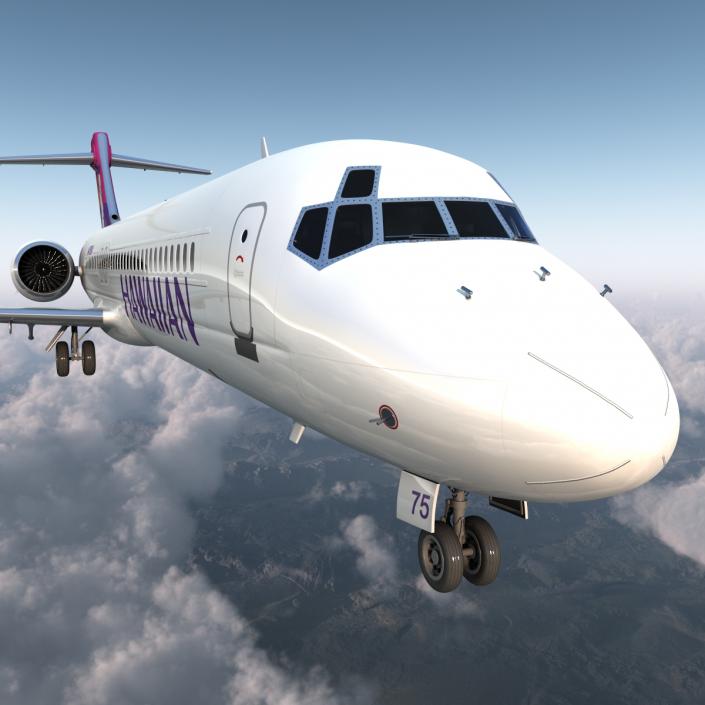 Boeing 717-200 Hawaiian Airlines Rigged 3D model