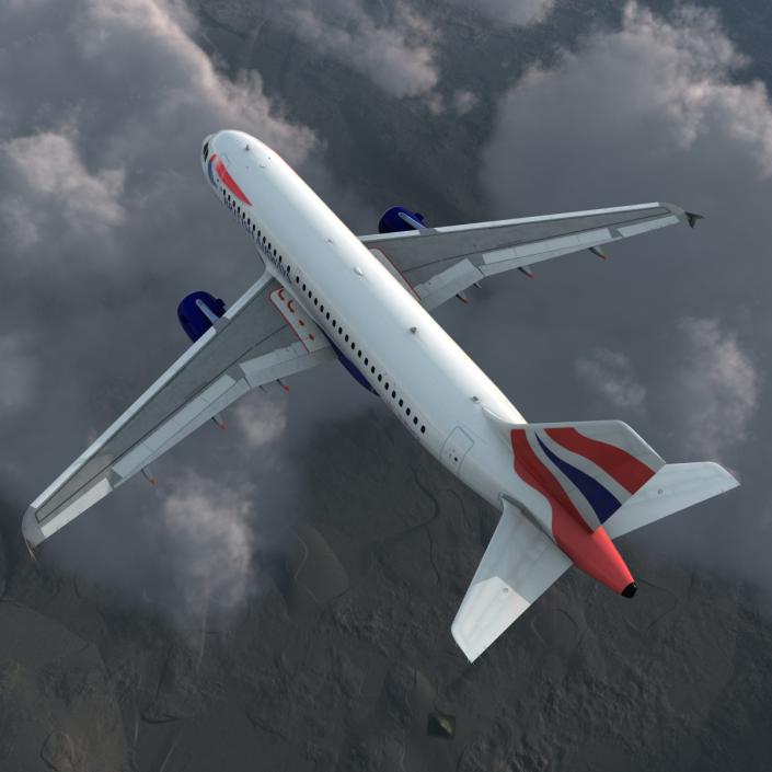 Airbus A319 British Airways Rigged 3D model