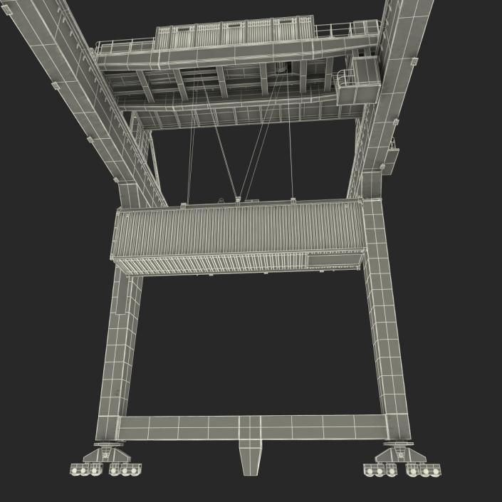 Rail Mounted Gantry Container Crane Blue and 40 ft ISO Container 3D model