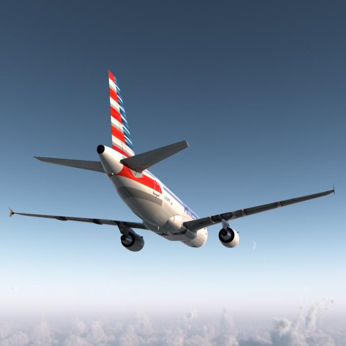 3D Airbus A319 American Airlines Rigged