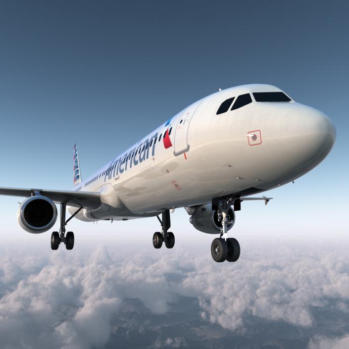3D Airbus A321 American Airlines Rigged