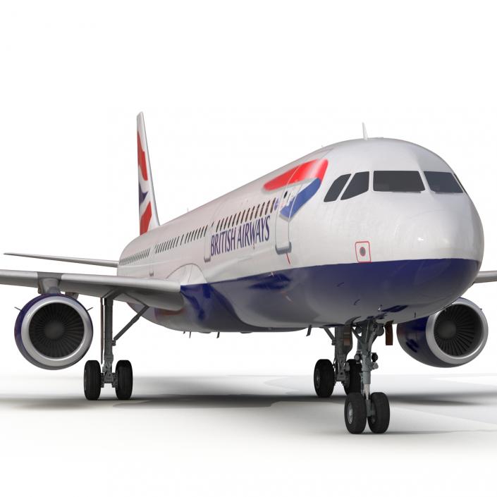 Airbus A321 British Airways Rigged 3D model