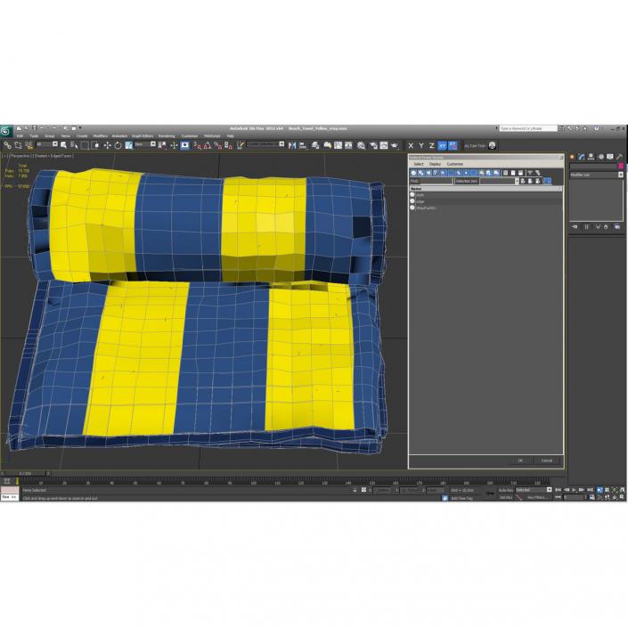 3D Beach Towel Yellow model