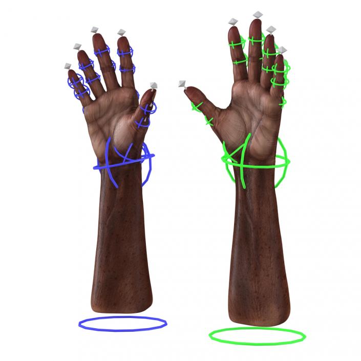 3D Old African Man Hands Rigged model