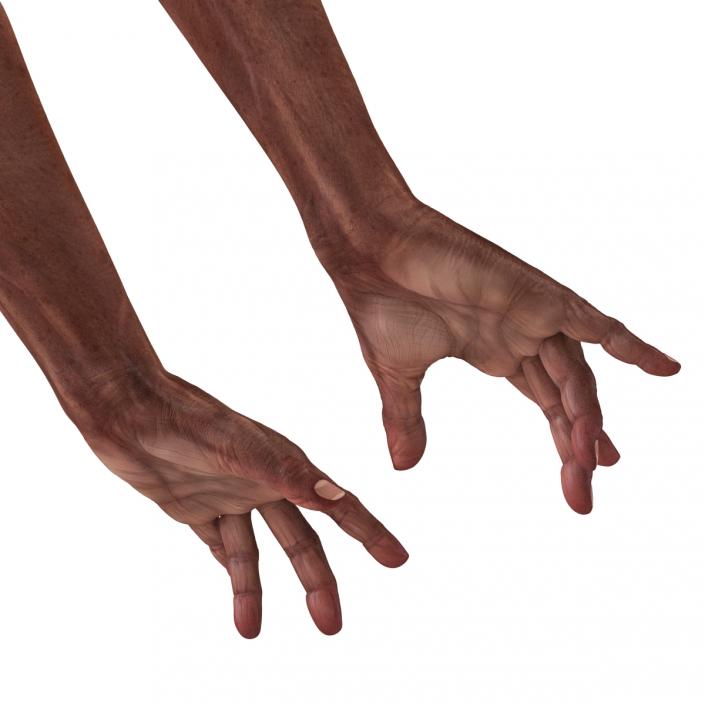 3D model Old African Man Hands 2 Pose 3