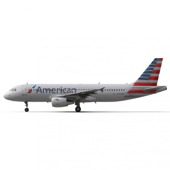 3D Airbus A320 American Airlines Rigged