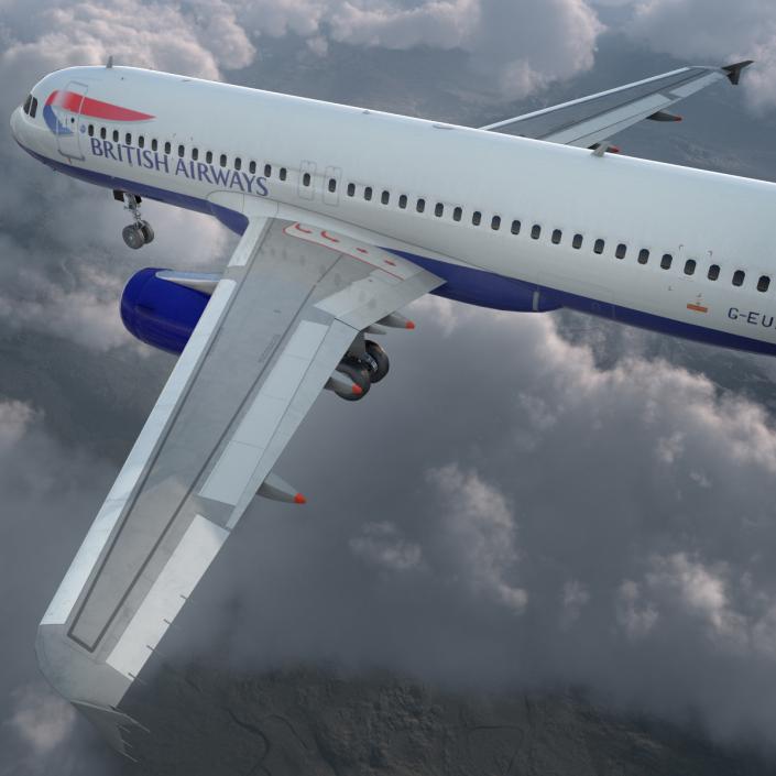 Airbus A320 British Airways Rigged 3D model